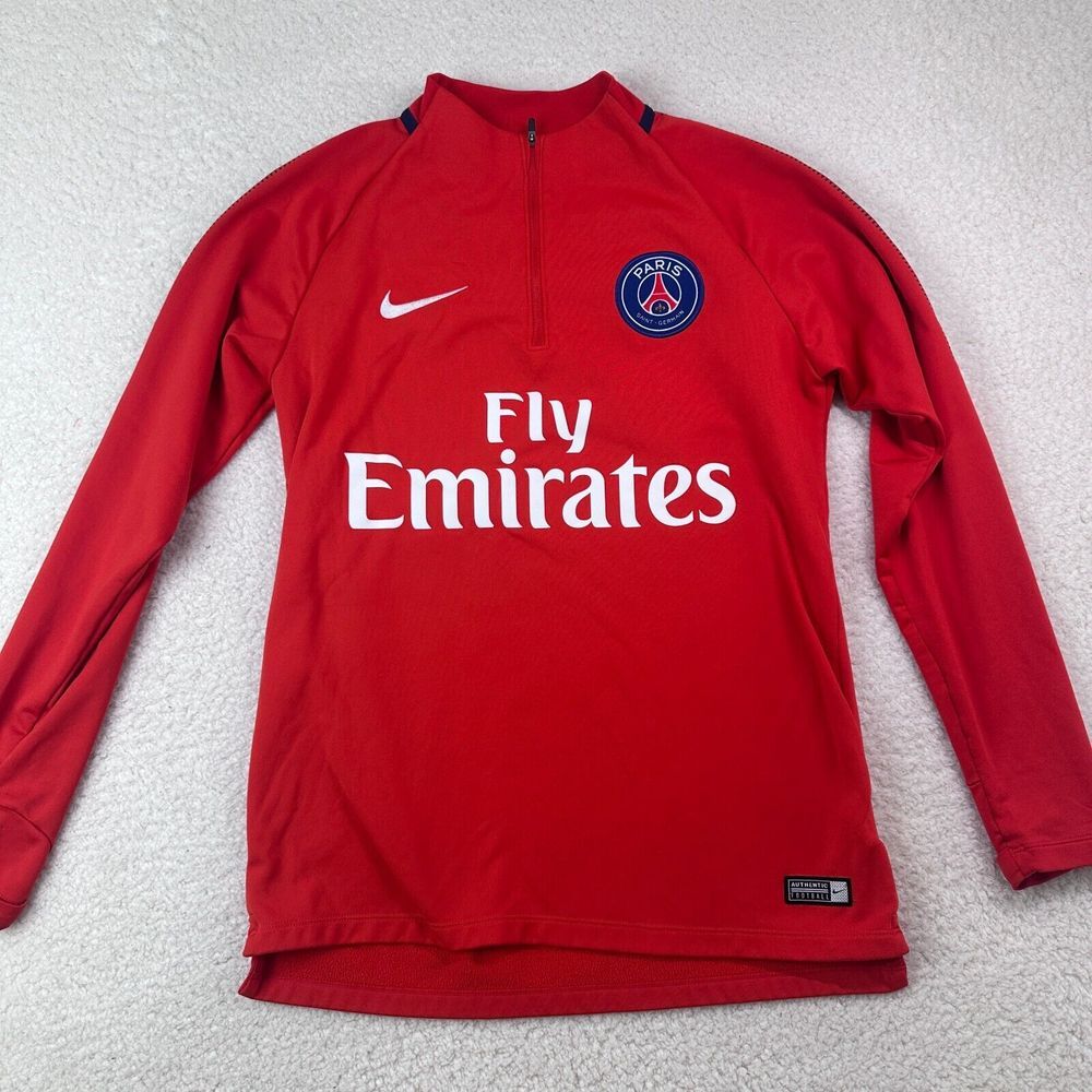 Paris Saint Germain Jacket Mens Medium Nike 1/4 Zip Fly Emirates Training